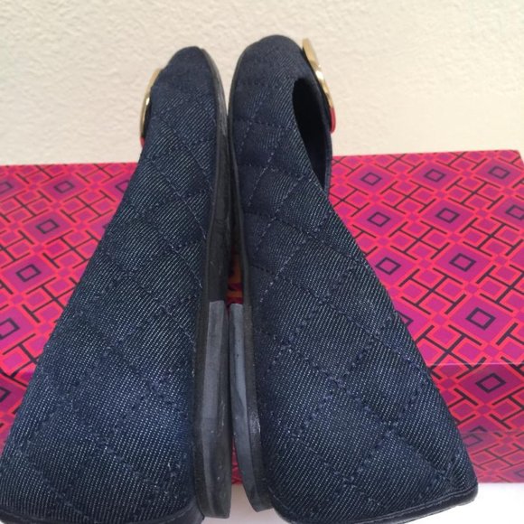 Tory Burch - Denim Quainn Ballet Flat-Quilted - Picture 5 of 8